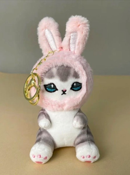 Мягкая игрушка - брелок "Cat hare hat", pink, 10 см 