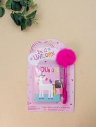 Блокнот А7 с ручкой  «Be a unicorn», pink