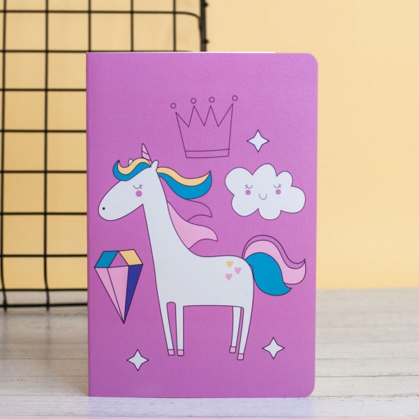 Тетрадь (A5) "Sleeping unicorn and clouds", purple (13.5*20.5) 