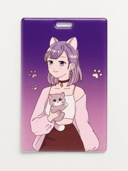 Держатель для карт Аниме "Cute cat Girl" (6,5 х 10,4 см) 