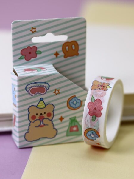 Декоративный скотч "Bear present", green 