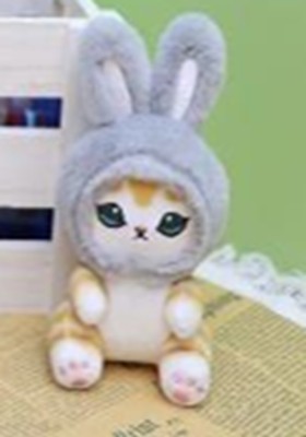 Мягкая игрушка "Cat hare hat", grey, 10 см
