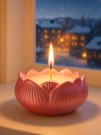 Свеча декоративная с подсвечником "Лотос" (8х8х4 см)