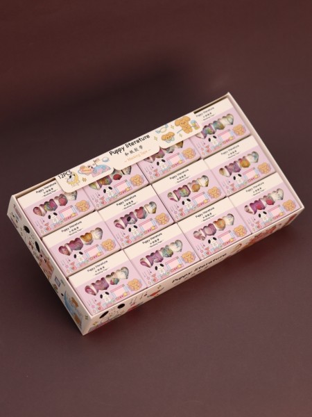 Набор декоративного скотча 4 шт. "Puppy literature", purple, шоу-бокс 12 шт. 