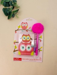 Блокнот А7 с ручкой   «Owls», orange