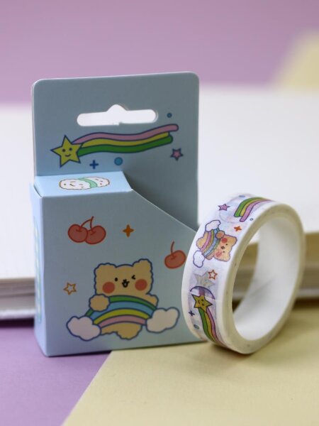 Декоративный скотч "Bear rainbow", blue 
