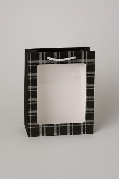 Пакет подарочный  (XS) "Elegant plaid", black (14.5*19.5*10) 