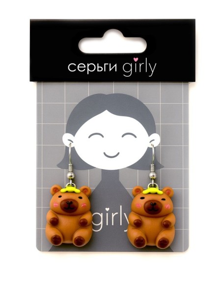 Серьги акриловые GIRLY "Capybara with turtle" 