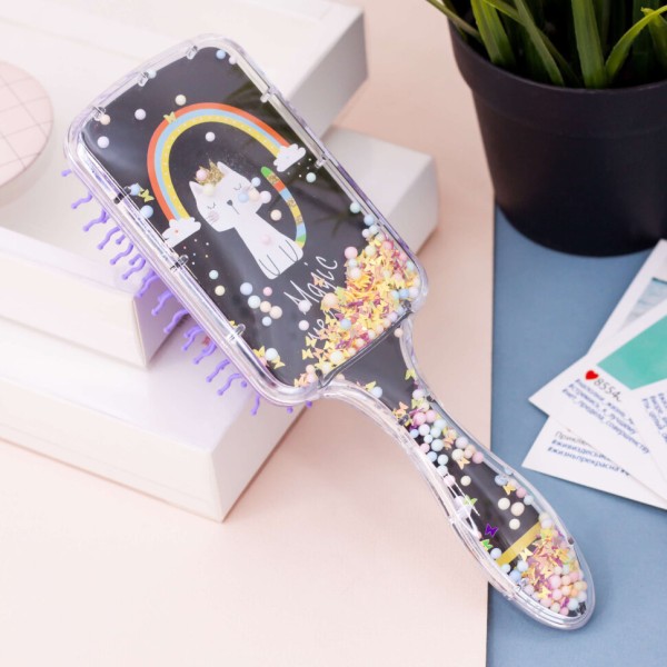 Расческа "Rainbow'' and cat, black 
