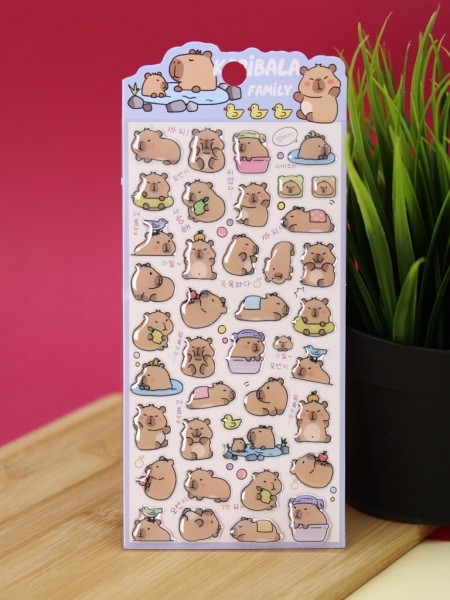 Наклейки объемные "Wind-up capybara" (20,5*9 см) 