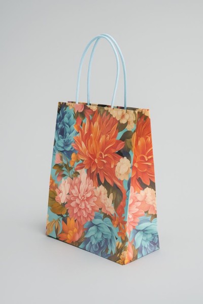 Пакет подарочный «Flower hugs», blue-orange (21*25.5*10) 