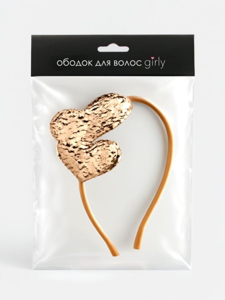 Ободок для волос GIRLY "Heart of gold", gold 