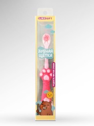 Зубная щётка для взрослых iLikeGift "Lil Paw", pink (10 см)