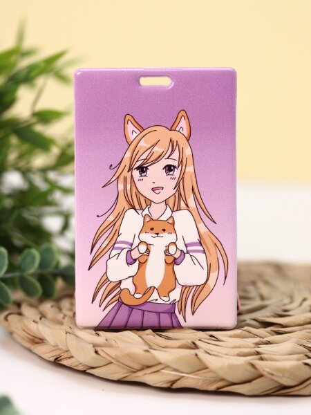 Держатель для карт Аниме "Love corgi girl" (6,5 х 10,4 см) 