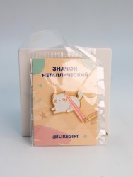 Значок металлический iLikeGift "Cat chopsticks"