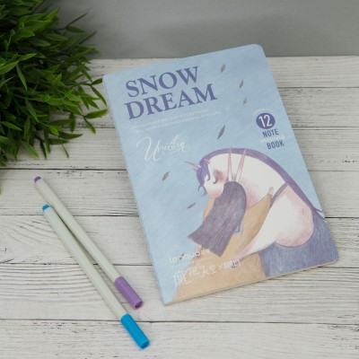 Блокнот (А5) "Snow dream", unicorn and girl hugging (12)
