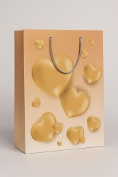 Пакет подарочный (S) "Hearts", beige (18*23*10)