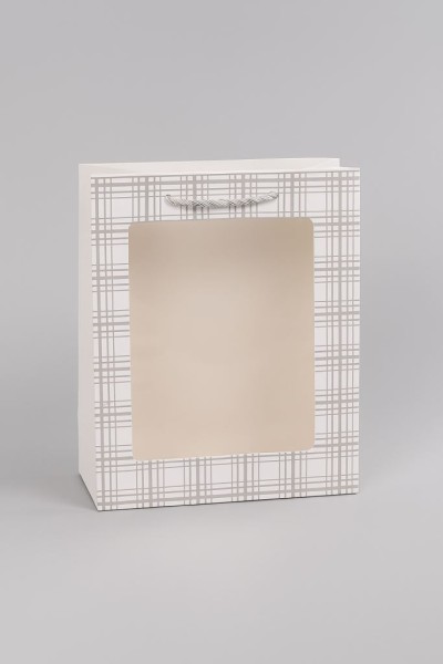 Пакет подарочный  (XS) "Elegant plaid", white (14.5*19.5*10) 
