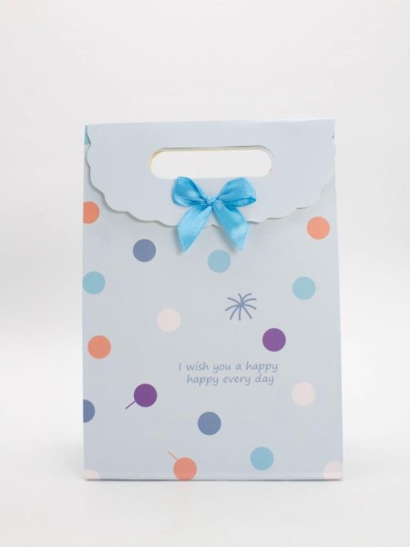 Пакет подарочный (M) "Colorful dots", blue (19x 9 x 27) 