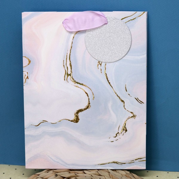 Пакет подарочный (S) «Marble stains», blue (18*23*10) 
