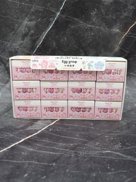 Набор декоративного скотча 4 шт. "Egg group", pink, шоу-бокс 12 шт. 