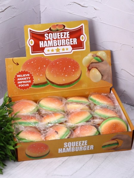 Мялка - антистресс «Squeeze hamburger», шоу-бокс 12 шт. 