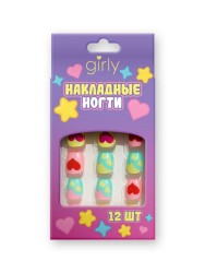 Накладные ногти GIRLY «Heart», 12 шт., с клеевыми пластинами