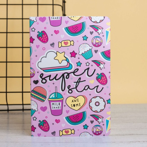 Тетрадь (A5) "Many food", pink (13.5*20.5) 