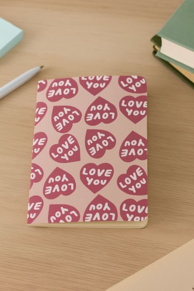 Блокнот (А5) "Love writings hearts", pink (14.5х21 см) 