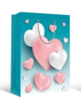 Пакет подарочный (L) "Hearts", blue (30*41*12)