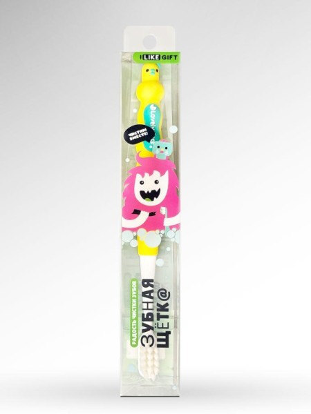 Зубная щётка для взрослых iLikeGift "Birdie bite", yellow (19 см) 