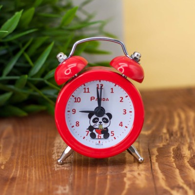 Часы-будильник "Mini panda", red (7,8х5 см)
