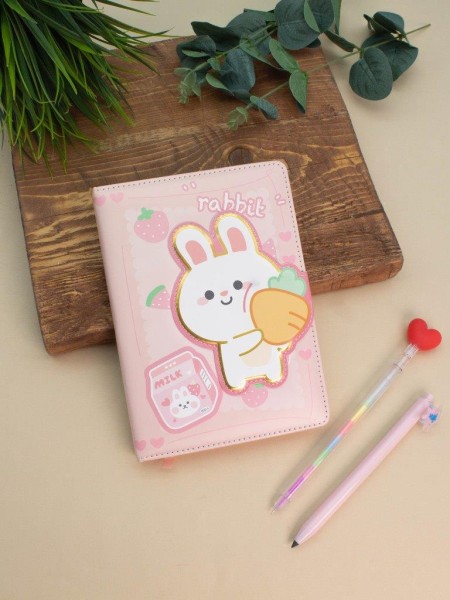 Блокнот (B6) "Hi rabbit carrot", pink (18.5*13) 