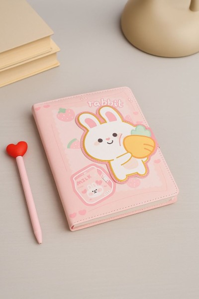 Блокнот (B6) "Hi rabbit carrot", pink (18.5*13) 