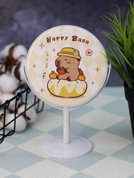 Зеркало настольное на ножке "HappyBara", тыква (10,5*18 см) 