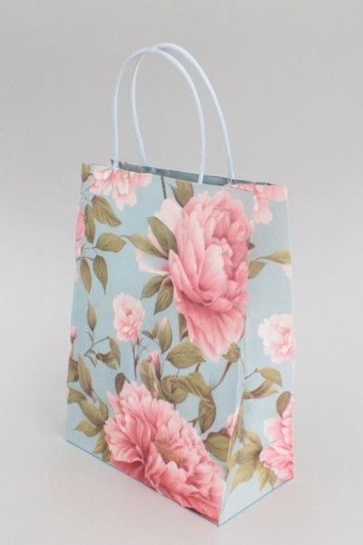 Пакет подарочный «Flower hugs», blue-pink (21*25.5*10) 