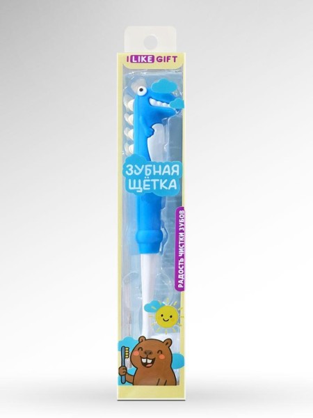 Зубная щётка для взрослых iLikeGift "Tiny Rawr", blue (10 см) 