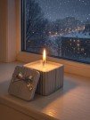 Свеча декоративная с подсвечником "Презент" с крышкой (8х8х4,5см)