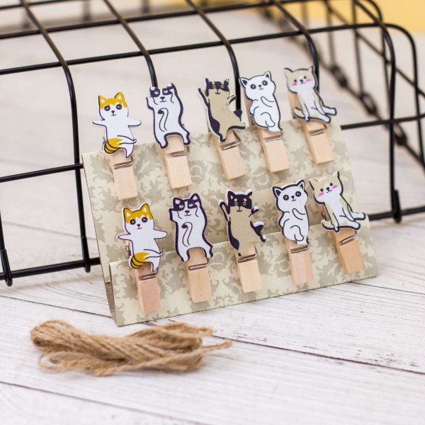 Прищепки "Dancing cats", mix color 