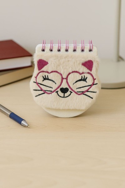 Блокнот плюшевый «Heart Glasses pink», cat (13*10 см) 