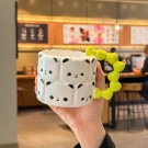 Кружка керамическая "Cute panda mug with green handle", white, 380 ml
