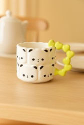 Кружка керамическая "Cute panda mug with green handle", white, 380 ml
