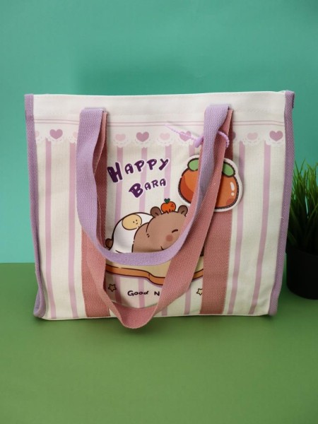 Сумка шоппер "Capybara on bread", pink (33.5*16*29 см) 