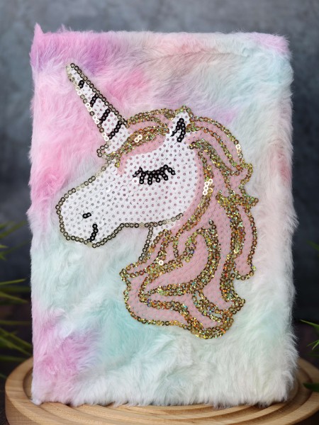 Блокнот плюшевый «Unicorn sequins», pink 