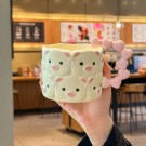 Кружка керамическая "Сute pigs mug with pink handle", white, 380 ml