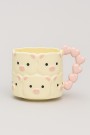Кружка керамическая "Сute pigs mug with pink handle", white, 380 ml