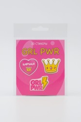 Набор 3D стикеров для телефона 3 шт. "GRL PWR"