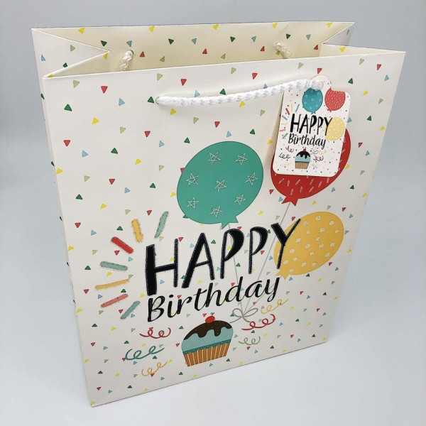 Пакет подарочный "Happy birthday cake", S 