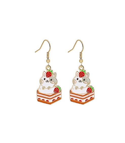 Серьги GIRLY "Cat with strawberries" 