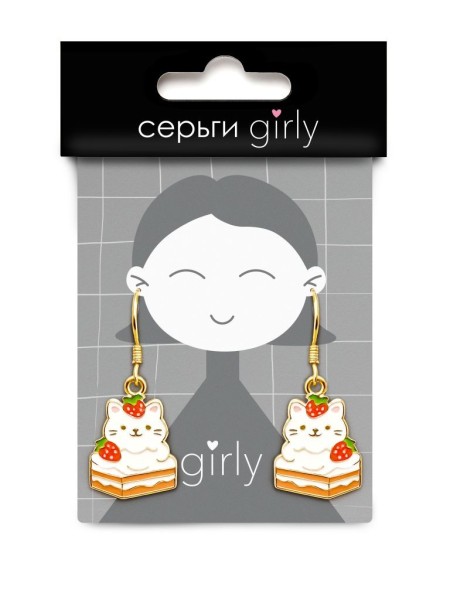 Серьги GIRLY "Cat with strawberries" 